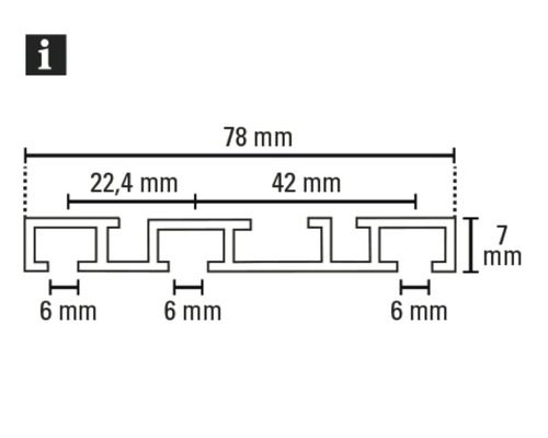 Technische Zeichnung eines Profils mit Maßangaben