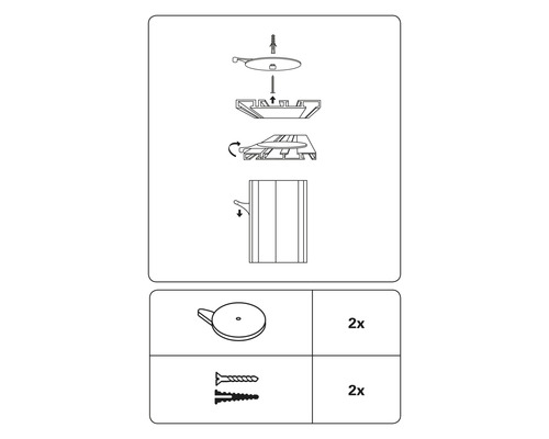 Montageanleitung für ein Produkt mit Schrauben