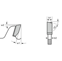 Technische Zeichnung eines Formfräsers mit Winkelangaben