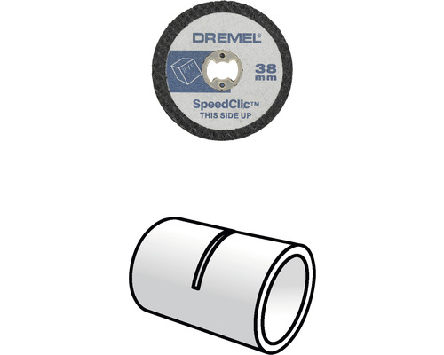 Dremel Speedclic Trennscheibe 38 mm und ein Kunststoffrohr