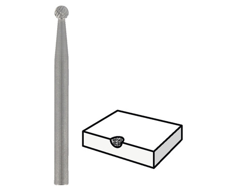 Frässtift mit Kugelkopf und Werkstück