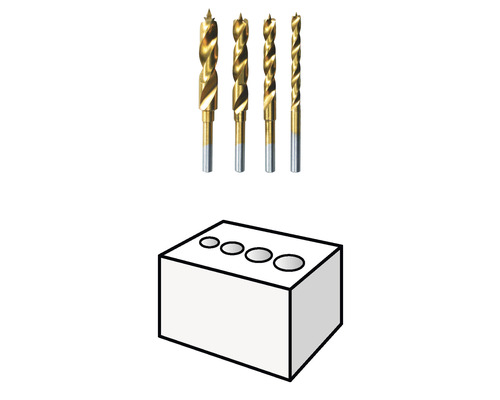 Holzbohrer-Set mit durchbohrtem Holzblock