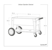 Urban Garden Swivel Pflanztisch mit Maßangaben