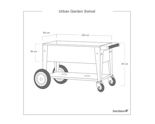 Urban Garden Swivel Pflanztisch mit Maßangaben