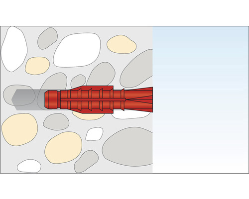 Illustration einer Dübelbefestigung in einer Wand