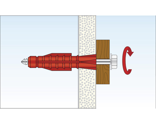 Illustration einer Dübelbefestigung mit Schraube