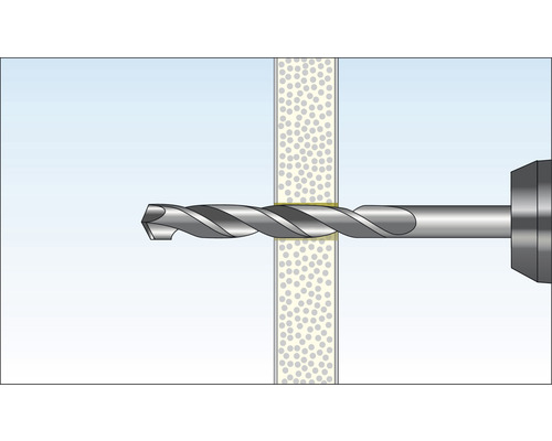 Illustration einer Bohrmaschine beim Bohren durch ein Material