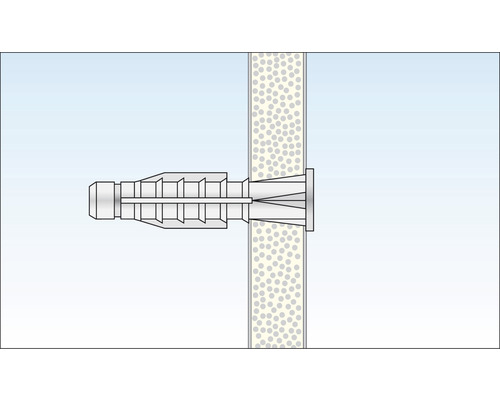 Illustration eines Dübels in einer Wand