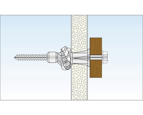 Illustration eines Hohlraumdübels in der Wand