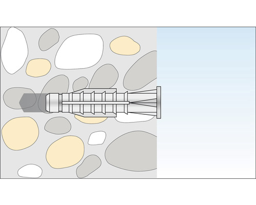 Kunststoffspreizdübel in einer Steinwand