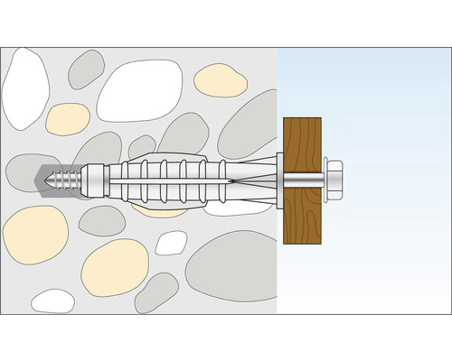 Illustration eines Dübels in Stein und Holz