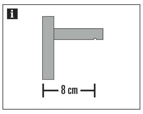 Abbildung einer Halterung mit einer Länge von 8 cm