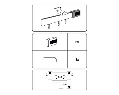 Abbildung einer Gardinenstange mit Montageanleitung