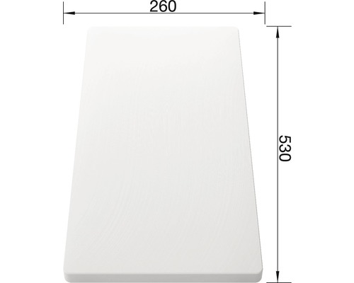Technische Zeichnung einer Platte mit den Maßen 260 x 530 mm