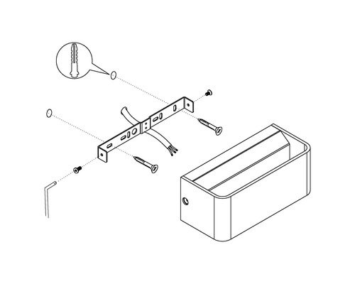 Explosionszeichnung einer Wandleuchte mit Montagezubehör