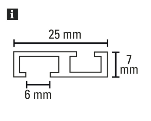 Technische Zeichnung des Profils mit Maßangaben