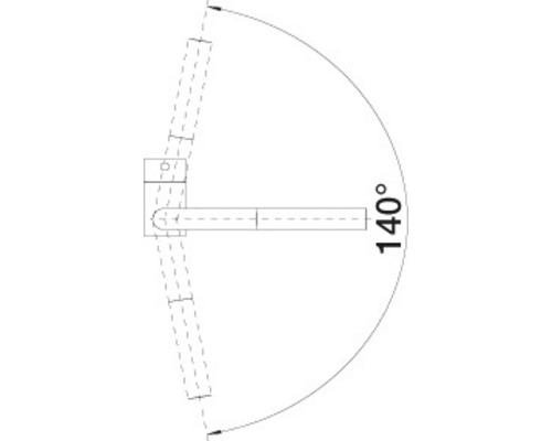 Darstellung des Schwenkbereichs von 140 Grad