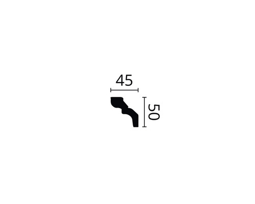 Abmessungen einer Zierleiste: 45 x 50 Millimeter
