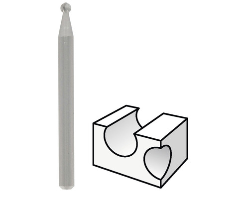 Fräser mit kugelförmigem Kopf und Block mit herzförmigen Aussparungen