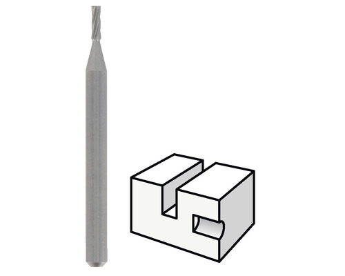 Fräser neben einer schematischen Darstellung einer Nutfräsung