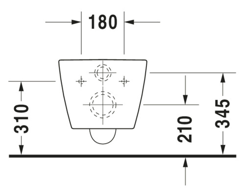 Technische Zeichnung eines Wand-WCs mit Maßangaben