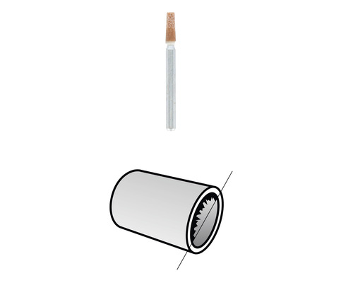 Schleifstift und Rohrsäge schematisch dargestellt