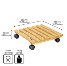 Pflanzenroller aus Holz mit den Maßen 350 mm x 350 mm und einer maximalen Traglast von 100 kg