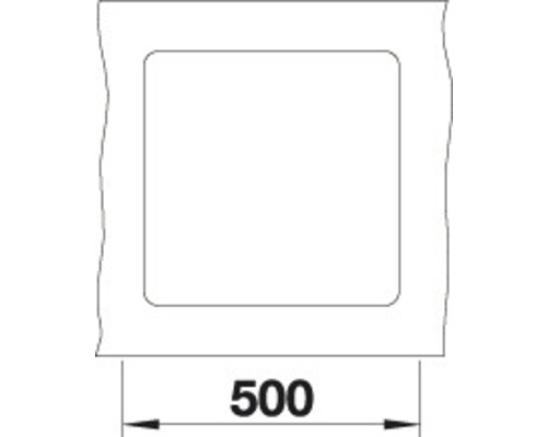 Technische Zeichnung eines rechteckigen Ausschnitts mit einer Breite von 500 Millimetern