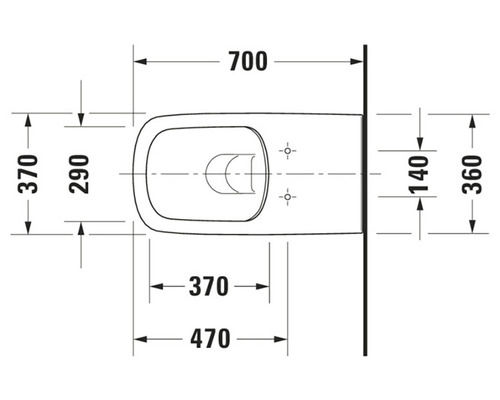 Technische Zeichnung einer Toilette mit Maßangaben