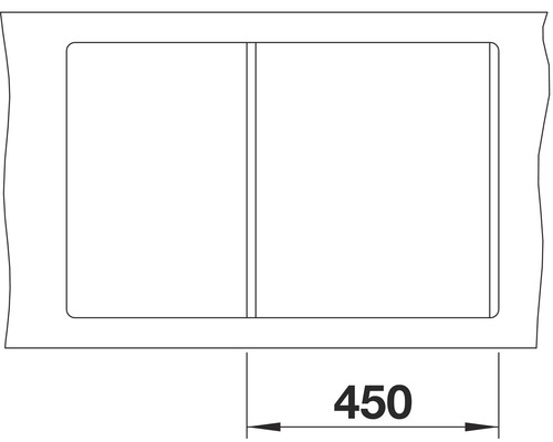 Abbildung einer Spüle mit der Maßangabe 450