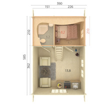 Gartenhaus Palmako Sandra 29,9 m² inkl. Fußboden 585 x 390 cm natur-thumb-2 Gartenhaus Palmako Sandra 29,9 m² inkl. Fußboden 585 x 390 cm natur-thumb-2
