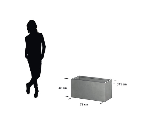 Rechteckiger Pflanzkasten mit den Maßen 79 cm x 40 cm x 37,5 cm