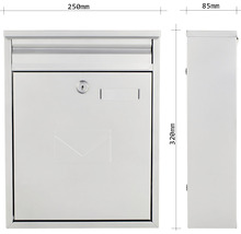 Briefkasten aus Metall, 250 x 320 x 85 Millimeter