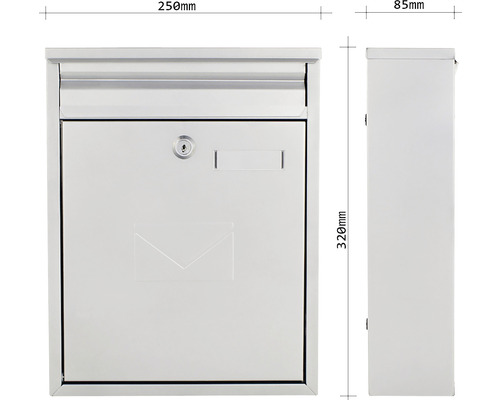 Briefkasten aus Metall, 250 x 320 x 85 Millimeter