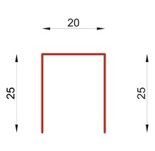 Abmessungen eines U-Profils: 25 x 20 x 25 Millimeter