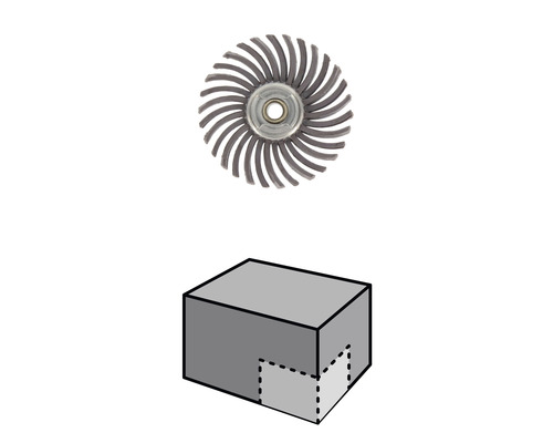 Lamellenschleifscheibe und Verpackung