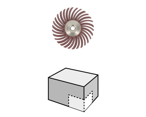 Schleifmop mit Schaft und Verpackung