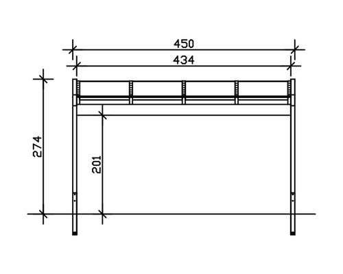 Technische Zeichnung eines Tisches mit Maßangaben
