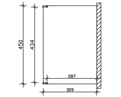 Technische Zeichnung eines Wandschranks mit Maßangaben