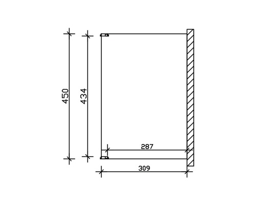 Technische Zeichnung eines Wandschranks mit Maßangaben