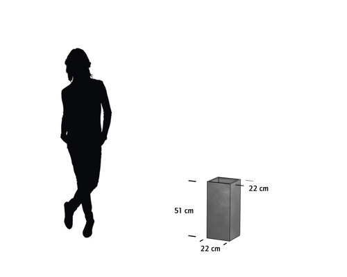 Blumenkübel mit den Maßen 51 cm Höhe und 22 cm Breite