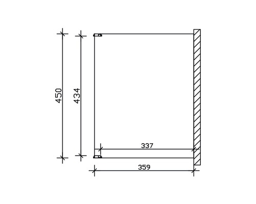 Technische Zeichnung eines Regals mit Maßangaben