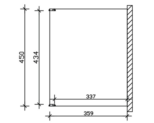 Technische Zeichnung eines Wandschranks mit Maßangaben