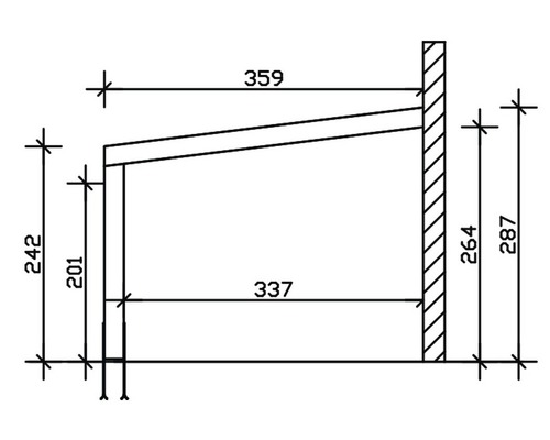 Technische Zeichnung eines Wandregals mit Maßen.