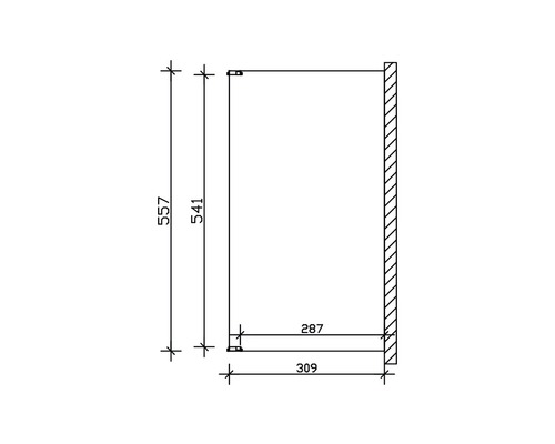 Technische Zeichnung eines Hängeschranks mit Maßangaben