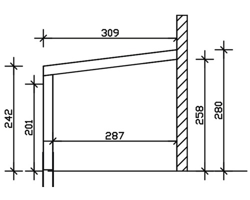 Technische Zeichnung eines Wandregals mit Maßangaben
