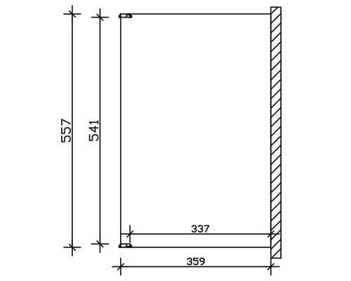 Technische Zeichnung eines Schranks mit Maßangaben