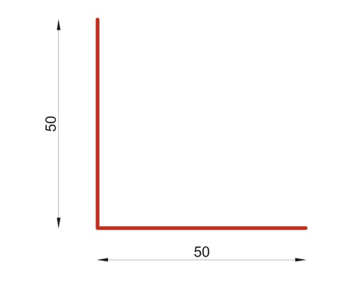 Profilwinkel mit Maßangaben 50 x 50 Millimeter