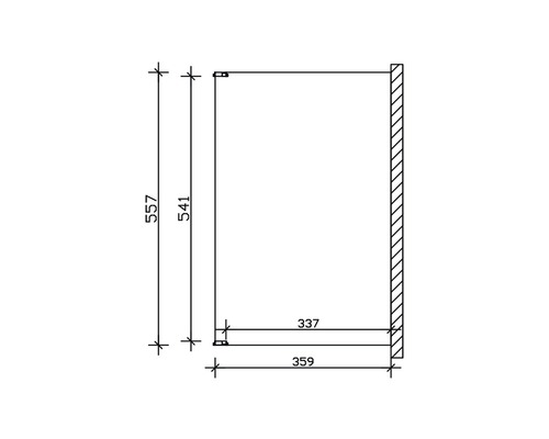 Technische Zeichnung eines Wandschranks mit Maßangaben.