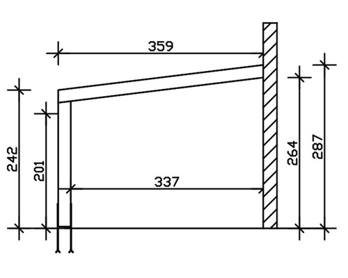 Technische Zeichnung einer Wandhalterung mit Maßangaben